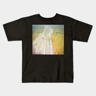 Abstract aerial view of autumn forest and railway depot Kids T-Shirt